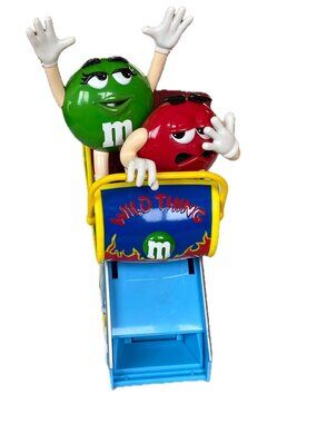 VTG 1990s M&M Wild Things Roller Coaster Candy Dispenser Collectible Red Green